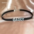 thumbnail image 2 of Collar de papá con letras de diamantes de imitación, gargantilla de cuero suave negro, joyería Sexy para el cuello de fiesta, Collar con nombre personalizado, regalo DIY, 2 of 4