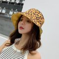 thumbnail image 3 of Reversible Beach Bucket Summer Hat Women Wide Brim UPF50+ Travel Fisherman Sun UV Protection Leopard Print Packable Cap, 3 of 9