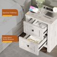 thumbnail image 4 of Papajet 24" Nightstand Set of 2 with Charging Station, Wood End Table with 2 Drawers for Bedroom, Distressed White, 4 of 8