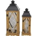 thumbnail image 6 of DecMode 2 Holder Brown Wood Lighthouse Style Decorative Candle Lantern, Set of 2, 6 of 9
