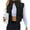 Black, variant on Women's Crop Puffer Vest Zip Up Front Lightweight Warm Long Sleeve Tops