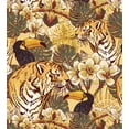 thumbnail image 3 of Tiger Duvet Cover Set, Tropical Animals of Bengal and Toucan Harmonious Nature, Decorative 3 Piece Bedding Set with 2 Pillow Shams, King Size, Earth Yellow Dark Blue, by Ambesonne, 3 of 3