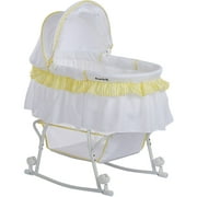 Dream On Me Lacy Portable 2-in-1 Bassinet and Cradle, Yellow & White, For baby