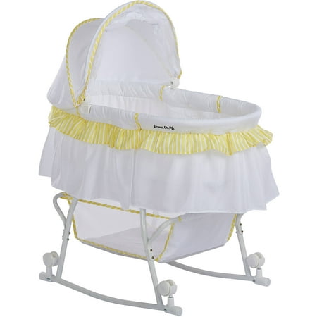 Dream On Me Lacy Portable 2-in-1 Bassinet and Cradle, Yellow and White