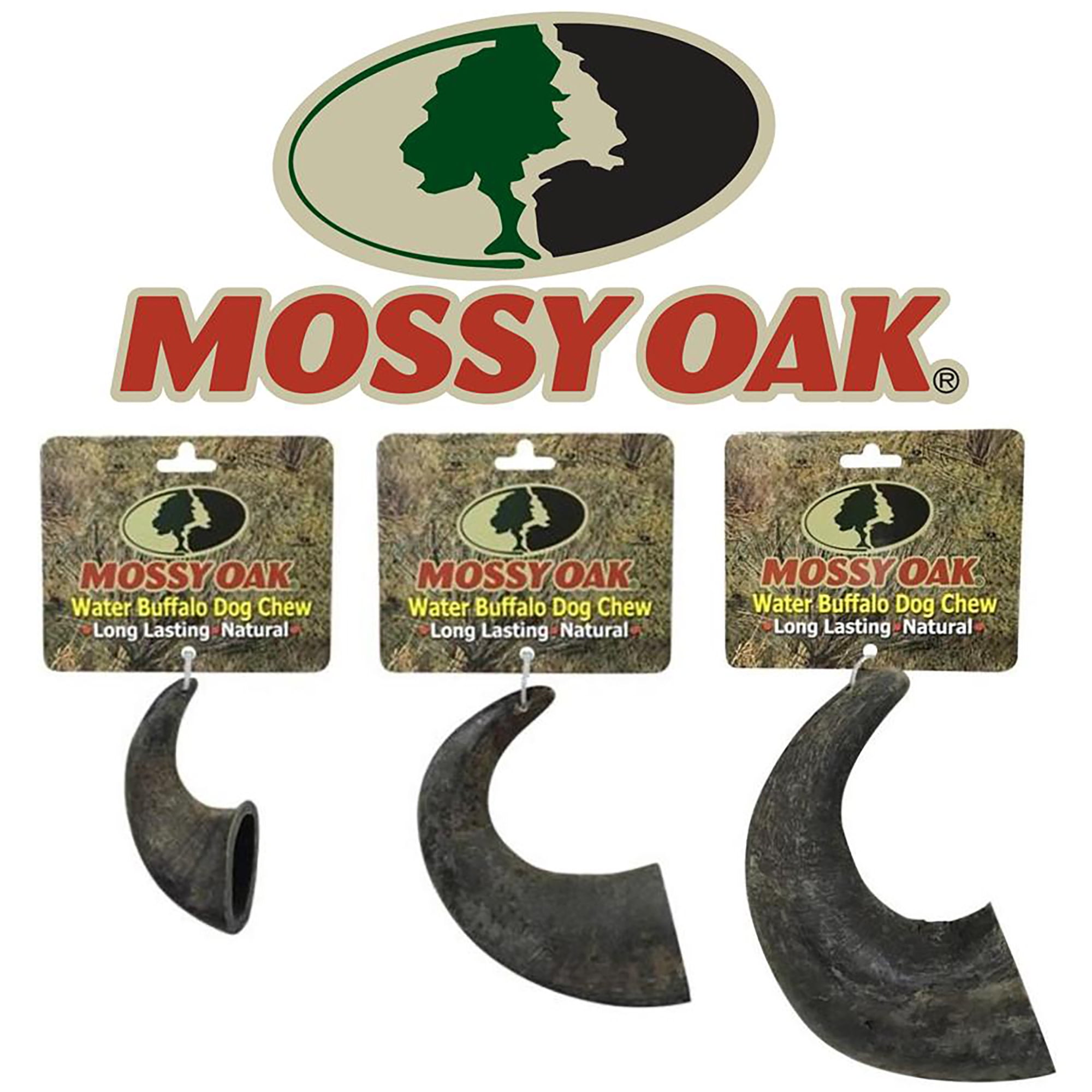 Mossy Oak: Water Buffalo Horn - Large - Dog Chew, Long Lasting Pet Treat, Natural & Preservative Free, Promotes Dental Health, Aggressive Chewers