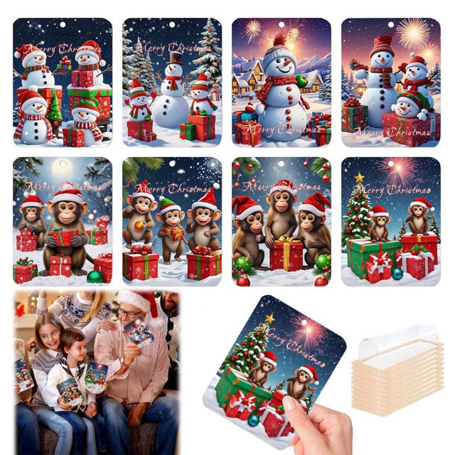 8PC Originality Card Wallet Cute Series Wooden Wallet Christmas Wallet Pendant Home Decoration