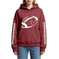 thumbnail image 6 of YVNAURA Fall 2026 Plus Size Fleece Hoodie for Women Football Sweatshirt Pullover with Pocket Oversized Hooded Sweater Cozy Game Day Casual Long Sleeve Top, Wine,M, 6 of 9