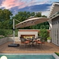 thumbnail image 2 of PURPLE LEAF 11FT Deluxe Round Sunbrella Patio Umbrella, Large Offset Cantilever Umbrella with 360° Rotation, Heather Beige, 2 of 12