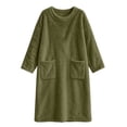 thumbnail image 7 of LEAVINGSUO Nightgowns for Women Plus Size Long Sleeve Pullover Winter Casual Nightgown long dress with plush fabric For Home Use Army Green L, 7 of 7