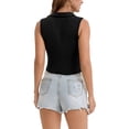 thumbnail image 3 of INSPIRE CHIC Summer Sleeveless Cropped Tank Tops for Women Golf Polo Shirts Collared V Neck Athletic Workout Tops S Black, 3 of 5
