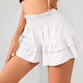 thumbnail image 5 of CAIVO Women Summer Fashion Waist Cinching Ruffle Casual Shorts Loose Fit Beach Bottoms Soft Outdoor Work Solid Color Bottoms, 5 of 7