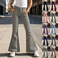 thumbnail image 2 of LRen Girls Flare School Uniform Pants Flare Dress Pants Soft Stretchy Bell Bottom with Pockets Trousers for Kids Age 9-10 Years, 2 of 6