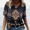 thumbnail image 2 of TQWQT Short Sleeve Shirts for Women Causal V Neck Western Aztec T Shirt Summer Loose Fit Ethnic Print Graphic Tees, 2 of 5