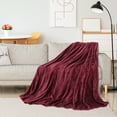thumbnail image 3 of Unique Bargains Soft Flannel Fleece Sofa Throw Blanket, 50" x 59", Burgundy, 3 of 8
