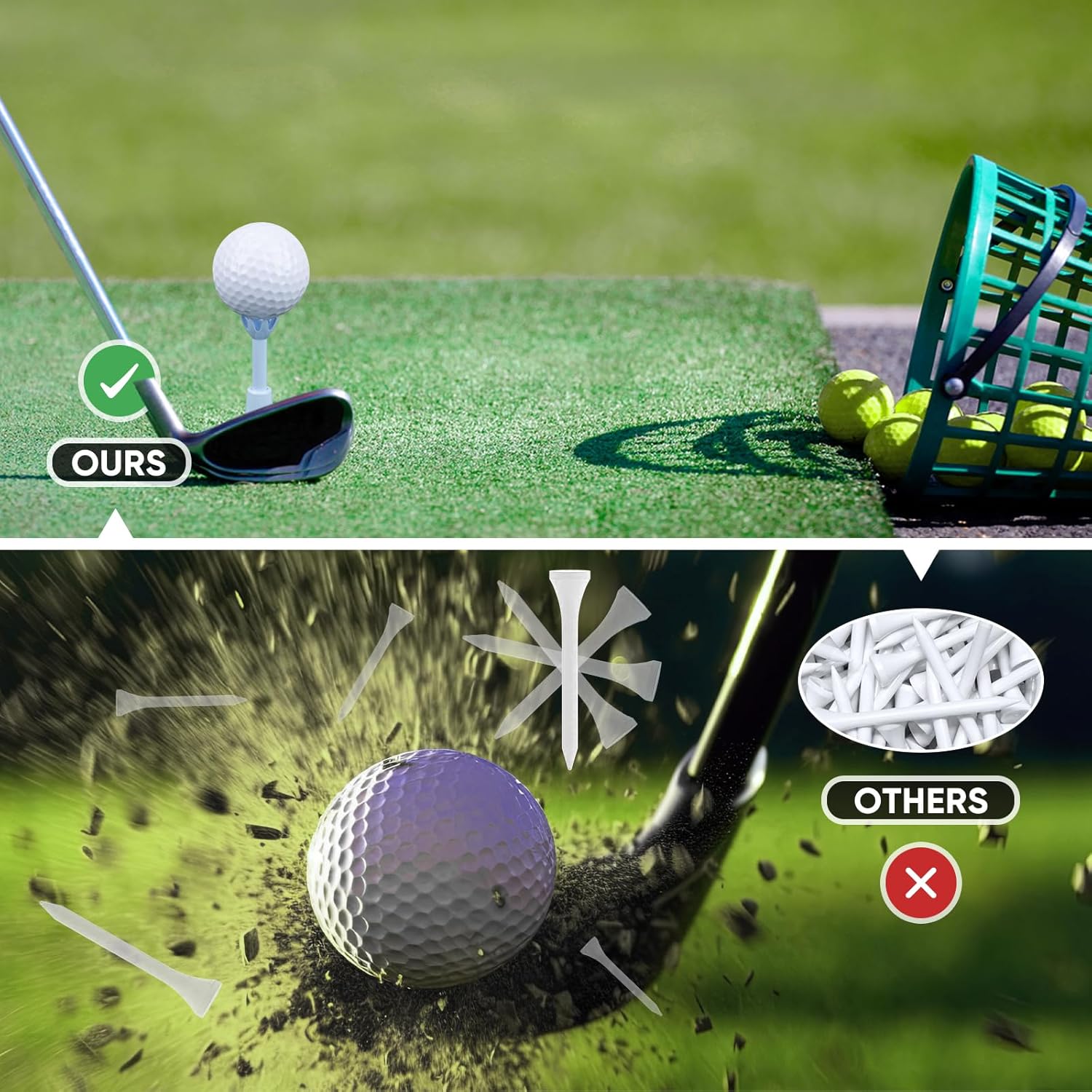 ABPETE Adjustable Golf Tees - Unbreakable Rubber Golf Tees for Driving Range & Simulator - Essential Golf Accessories for Men Indoor & Outdoor Practice, Durability and Stability Golf Tees