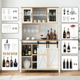 thumbnail image 4 of Farmhouse Bar Cabinet with Sliding Barn Door, 70" Rustic Buffet Cabinet with Storage Shelves, Liquor Cabinet with Wine and Glasses Rack, Sideboard Cupboard for Kitchen, Dining Room, 4 of 6