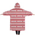 thumbnail image 2 of Oversized Wearable Blanket Hoodie,Red Christmas Pattern Sherpa Blanket Hoodie with Super Pockets,Super Warm Fuzzy Pullover for Women & Men, 2 of 6