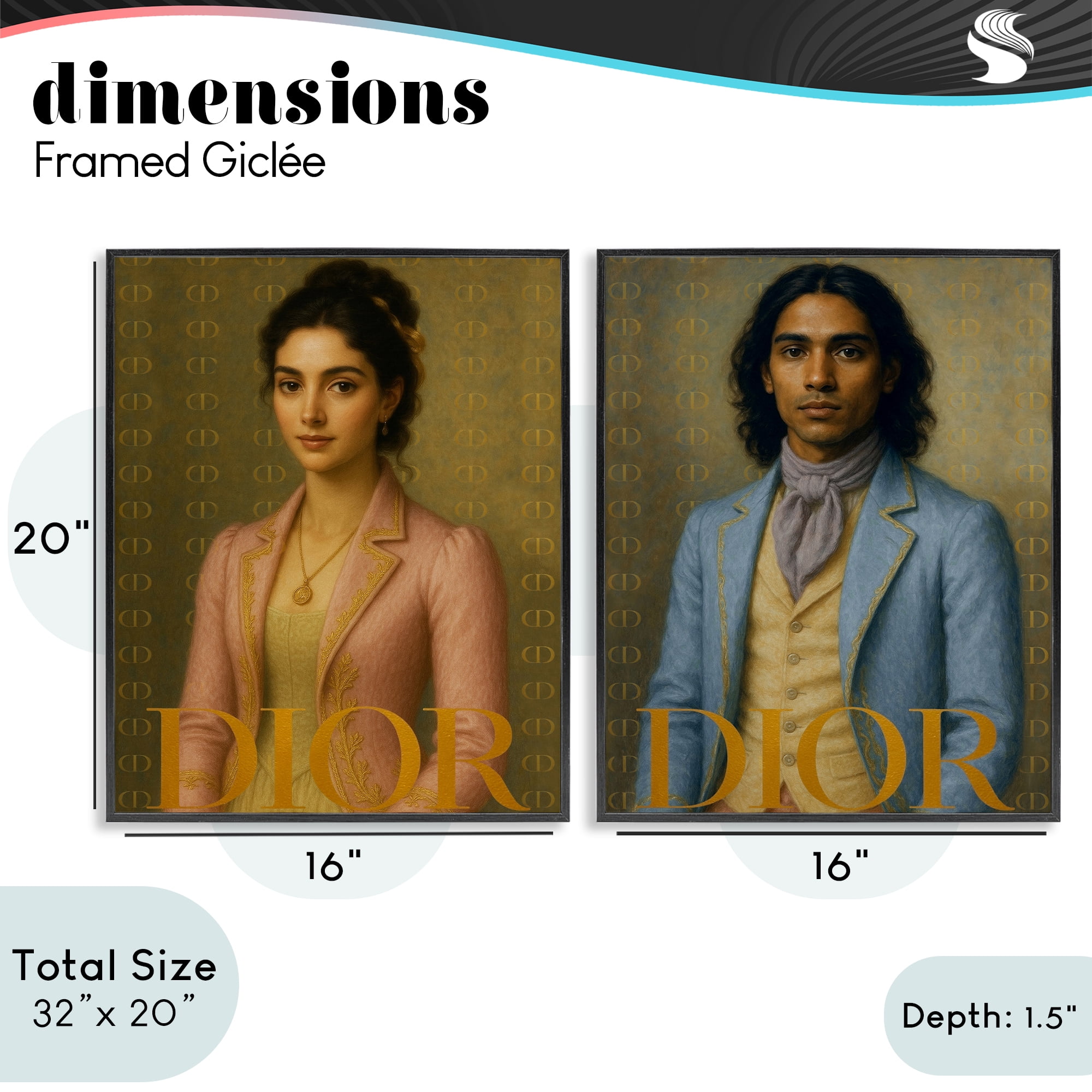 Stupell Industries Iconic Vintage Fashion Models 2 Piece Black Framed Giclee Art Set, design by Grotto Studios