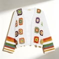 thumbnail image 6 of IUYRTFE Women's Hand Crochet Knit Cardigan Open Front Boho Style Long Sleeve Colorful Patterned Jacket, 6 of 6