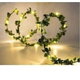 thumbnail image 1 of Guirnalda de luces de ratán de hoja verde Artificial, 20 luces Led de vid, decoración de alambre de cobre con energía Solar, 1 of 2