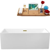 58" Streamline N262BGL Soaking Freestanding Tub and Tray With Internal Drain