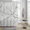 thumbnail image 3 of Gray Marble Shower Curtain, Abstract Modern Waterproof Shower Curtain Set with 12 Hooks Lightweight Bath Curtains Fabric Bathroom Decor 72x84 Inches, 3 of 9