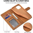 thumbnail image 2 of Case for iPhone 12 Mini, PU Leather Wallet Folio Flip Magnetic Buckle Slim Back Cover Built-in Card Holder Slot and Stand for iPhone 12 Mini 5.4 Inch (Khaki), 2 of 14