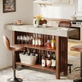 thumbnail image 3 of Tribesigns Home Bar Unit, Modern 2-Tier Bar Table with Footrest, Corner Mini Coffee Bar Cabinet for Home Kitchen Pub, Brown, 3 of 8