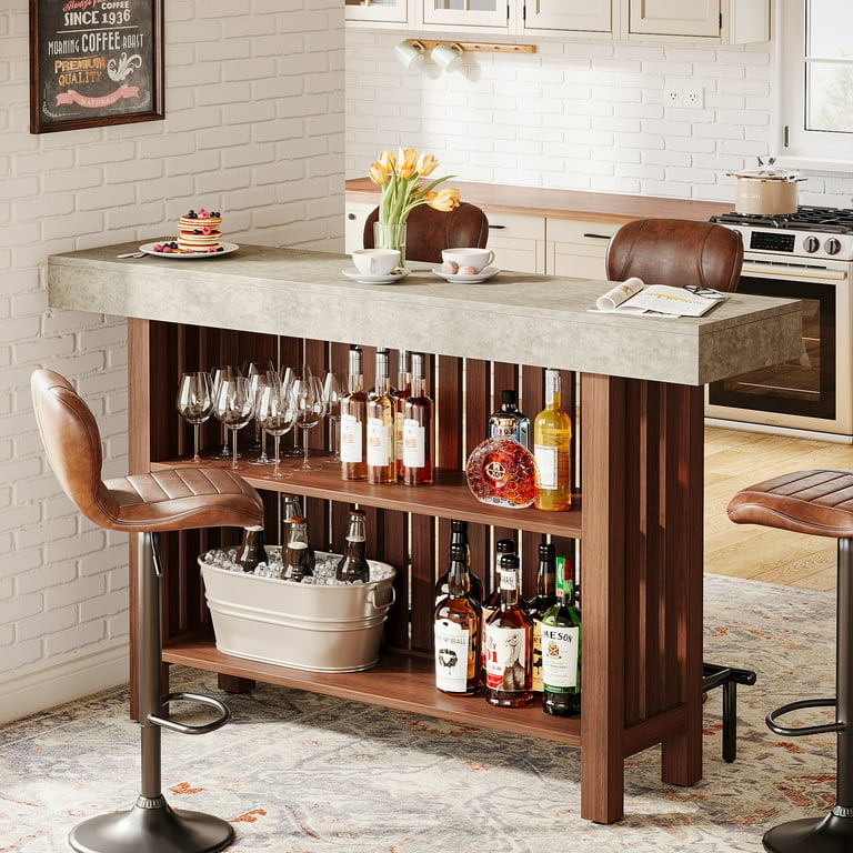 Tribesigns Home Bar Unit, Modern 2-Tier Bar Table with Footrest