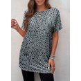 thumbnail image 3 of Asyoly Womens Tops Summer Shirts Casual Leopard Print Short Sleeve Round Neck Oversized Pullover Blouse, 3 of 4