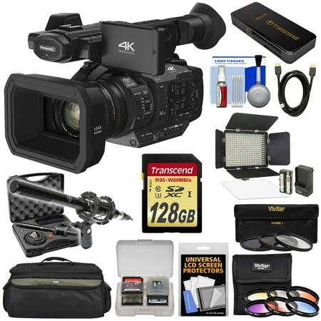 Panasonic HC-X1 4K Ultra HD Video Camera Camcorder with 128GB Card + LED Video Light + Microphone + Case + 9 Filters + Kit