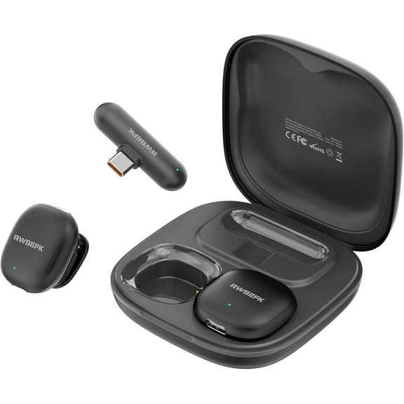 Wireless Lavalier Microphone Charging Case included, Mini Mic Portable. 40-Hour Battery, AI Noise Reduction, Mute Function, Type-C. Compatible with iPhone，Android; ideal for Live Streaming, Vlog.