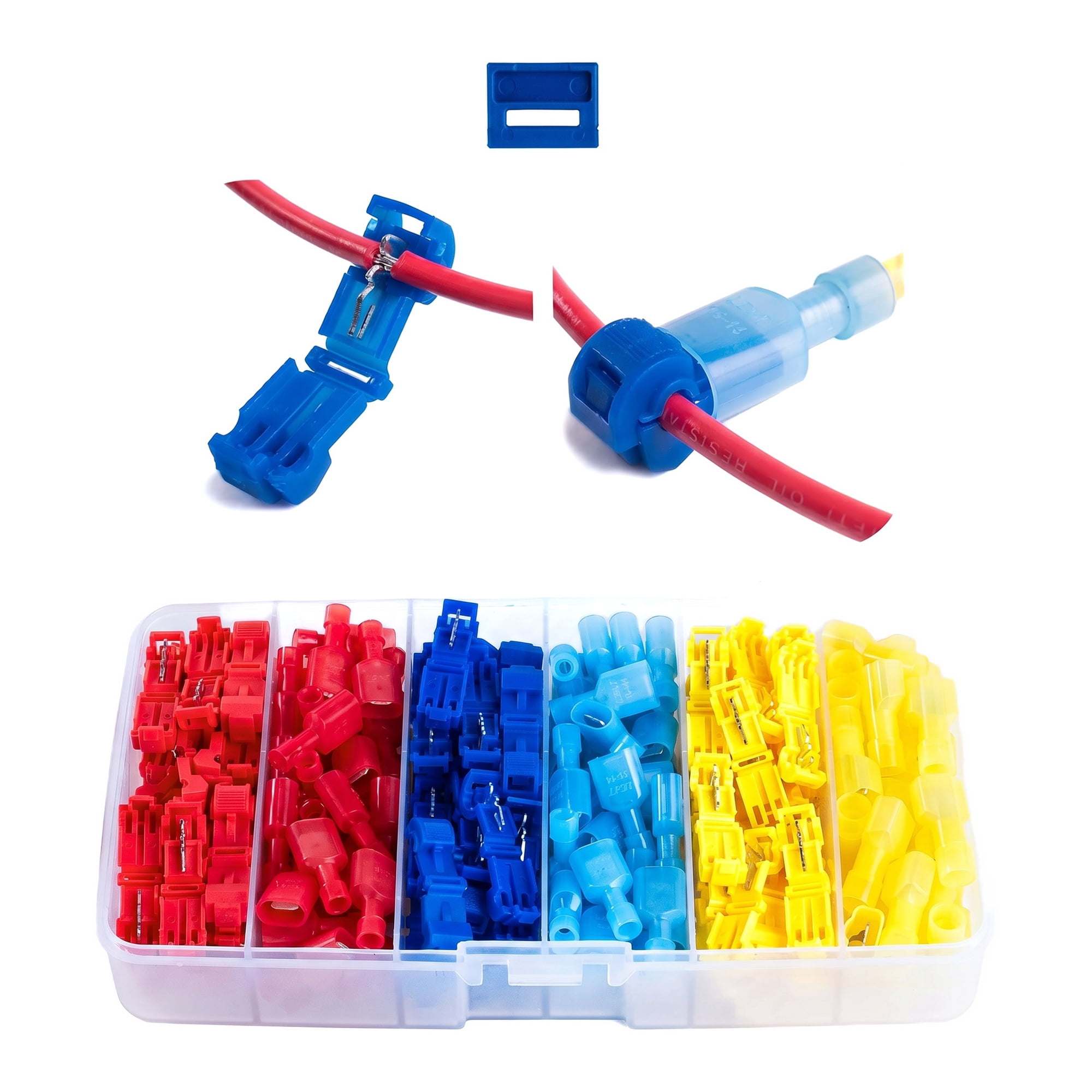 T Tap Wire Connectors Kit, Electrical Connectors with Spade Terminals & Quick Splice Wire Taps, 120 PCS 22-10 AWG