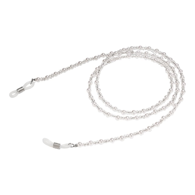 Qarigey Gafas de moda con perlas de imitación, cadena para el cuello, gafas de sol con cordón, accesorios para montura de gafas de lectura Cadenas y cordones para anteojos Blanco