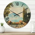 thumbnail image 2 of Designart 'Beautiful Mountains View By The Sea Side' Nautical & Coastal Wood Wall Clock, 2 of 5