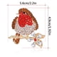 thumbnail image 3 of Pendientes de botón para mujer, pendientes de botón, pendientes de botón para mujer, broche de pájaro rojo, broche de aleación con diamantes, broche de pájaro con ramillete., 3 of 5