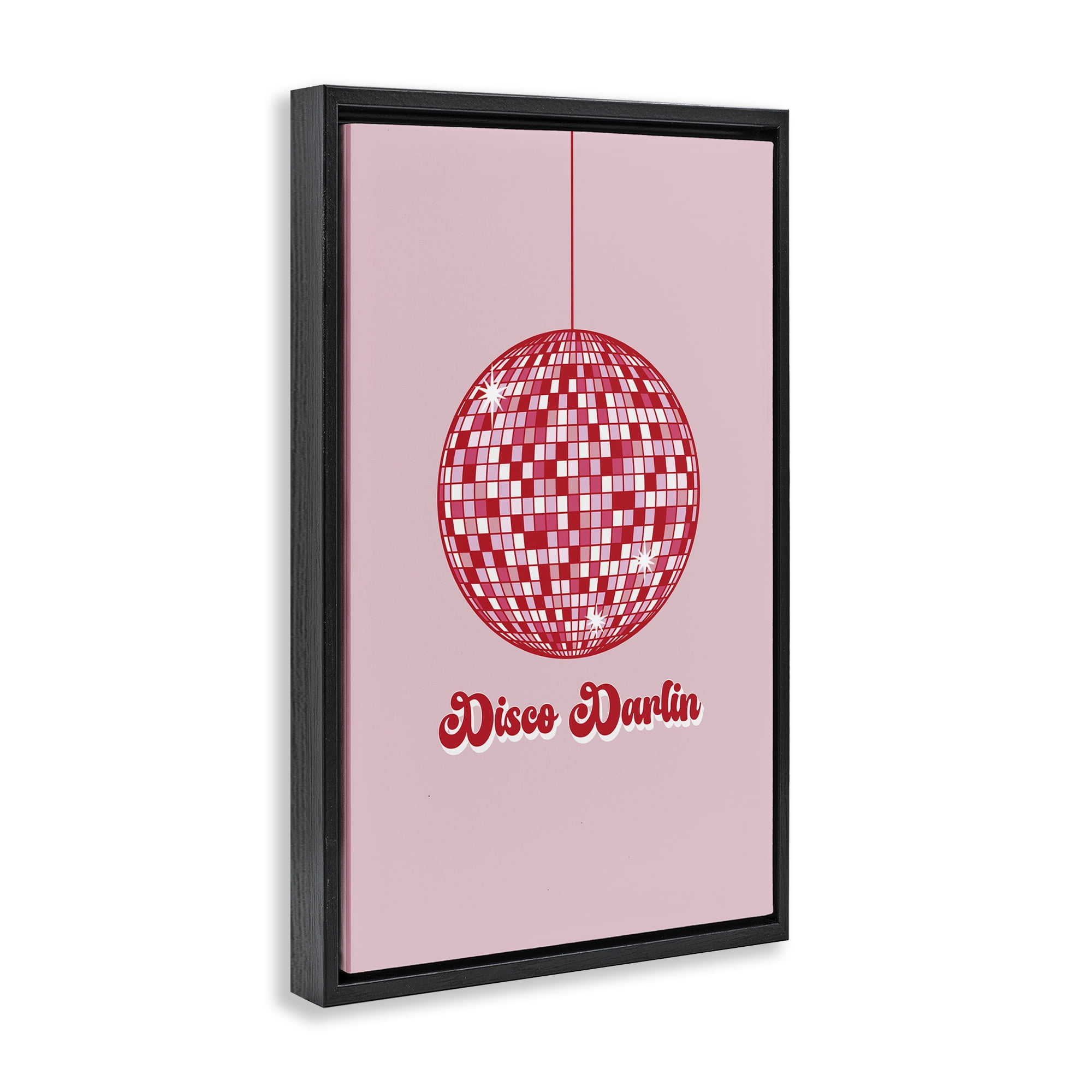 Stupell Industries Retro Disco Darlin Typography Painting Black Floater Framed Art Print Wall Art, 17 x 25