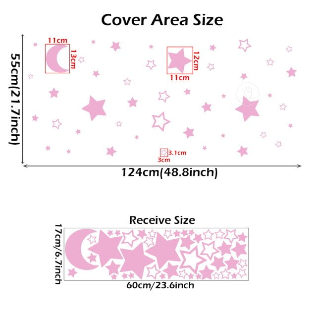 UMMH Mix Moon and Stars Vinyl Wall Stickers for Kids Room Bedroom Wall
