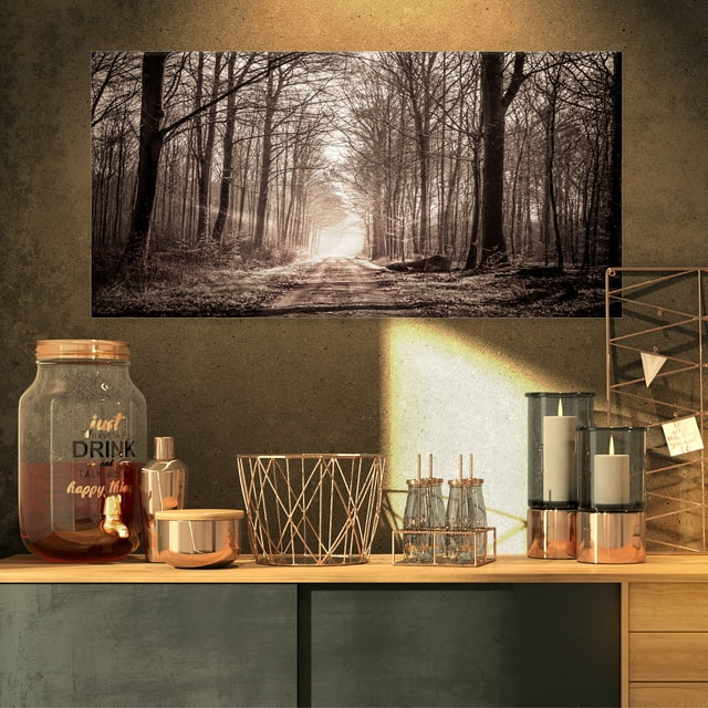 Forest Trail in Sepia - Landscape Photography Canvas Art Print