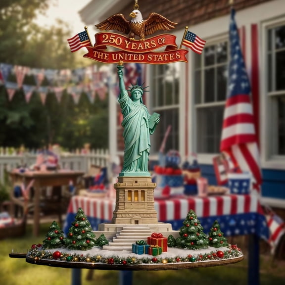 US 250th Anniversary Acrylic Ornament Patriotic Hanging Tree Decoration, Red White Blue Colors, Commemorate America’s Milestone, Ideal for Christmas, Office, or Collectors