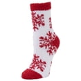 thumbnail image 4 of Airplus Aloe Infused Spa Crew Socks, White/Red Snowflake, Women's Size 5-10, 4 of 5