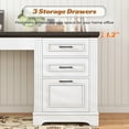 thumbnail image 5 of 55" Executive Desk with Power Outlets and Storage, Wood Computer Desk with 2 Drawers & 1 File Drawer for Home Office, Large PC Workstation Farmhouse Office Desk, White, 5 of 9