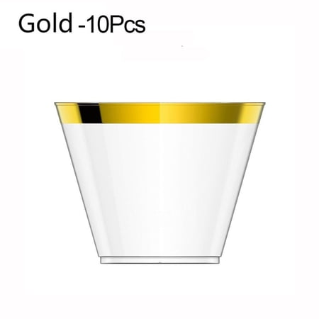 10/20/30pcs Home Decor Birthday Party Wine Wedding Supplies Plastic Cups Tableware Disposable Transparent GOLD 10PCS