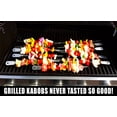 thumbnail image 2 of Barbecue Skewers Set - Stainless Steel Wide BBQ Kabob Sticks - 10 inch Flat Metal Shish Kabab with Food Remover Disc for Grilling - Brazilian Kebab Rotisserie Maker by Cave Tools, 2 of 6