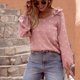 thumbnail image 5 of ICHUANYI Liquidación Mujer Casual Moda Jersey Manga Larga Blusas con Cuello en V Camiseta Soild ICHUANYI WER202308233723, 5 of 6
