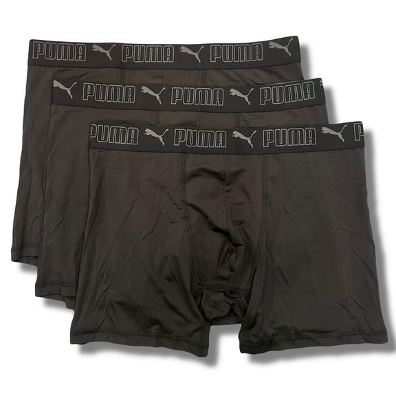 PUMA MEN'S 3 PACK - 243 PHY SOLID BLACK - LARGE - UNDERWEAR X3 BOXER BRIEF