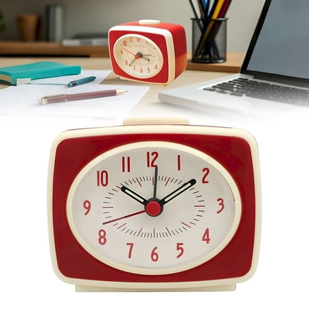 DESIGNICE 2026 New Small Retro Classic Vintage Style Ticking Quartz Movement Analog Alarm Clock Glow in the Dark Hands for Bedroom Home Decor Battery Operated