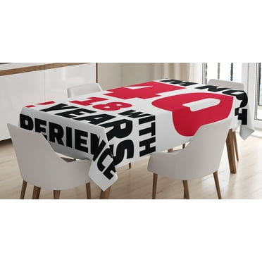 Ambesonne 40th Birthday Tablecloth Rectangular Table Cover, Feel 18 Words, 60"x90", Pink Black and White