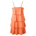 thumbnail image 7 of Women's Casual Tennis Dress Women's Summer Sleeveless Ruffle Tiered Layered Chiffon Pleated A-Line Swing Dress Orange S, 7 of 7