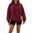 thumbnail image 4 of Garbnen Crew Neck Sweatshirt for Women Oversized Women Long Sleeve Shirt Casual Fall Winter Soft Trendy Pullover Shirts for Women L, 4 of 5